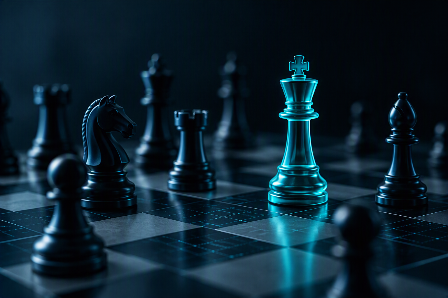 chessboard with blue piece - strategic